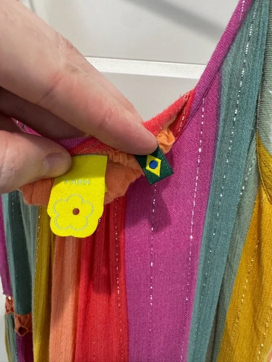 Vintage Rare Farm Rio Brazil Rainbow Maxi Dress size small VGUC - Picture 12 of 13